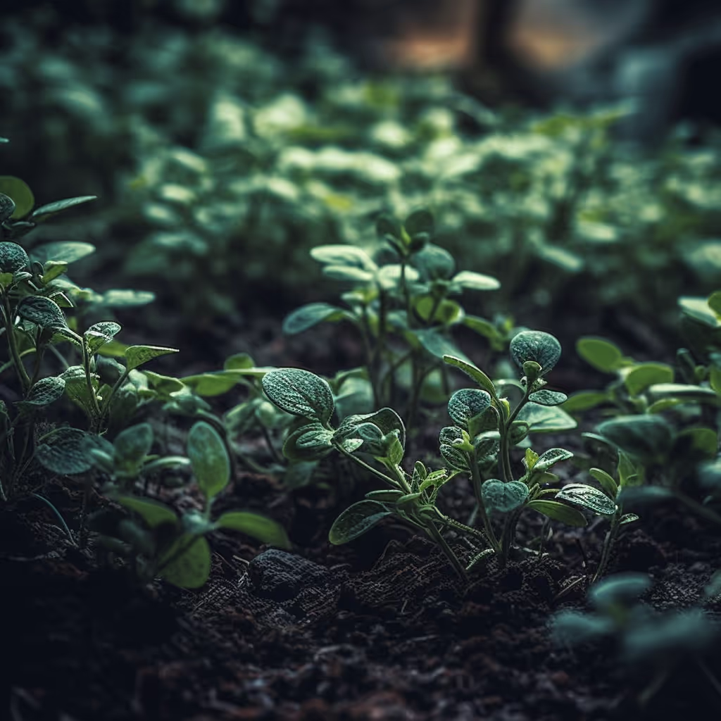 Green plants growing and thriving